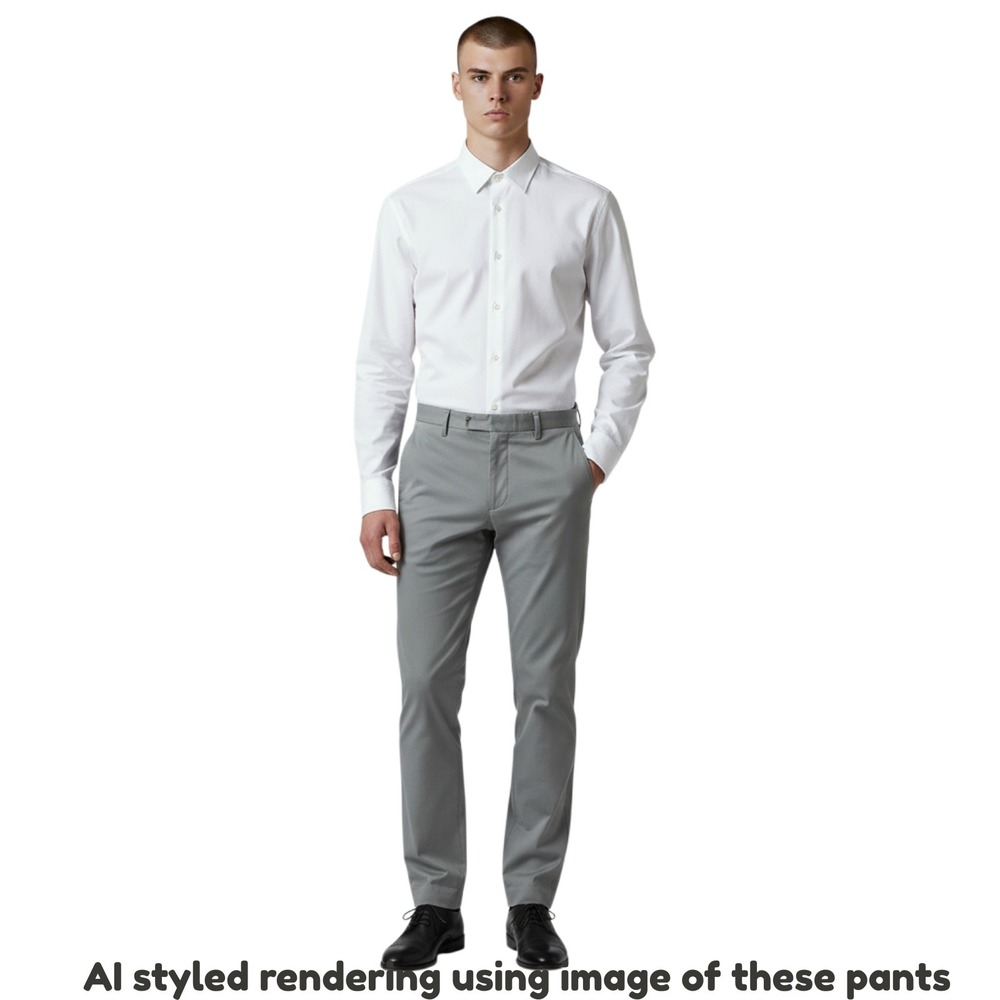 Express Men 32x34 Photographer Slim Fit Straight‎ Leg Dress Pants Stretch Gray